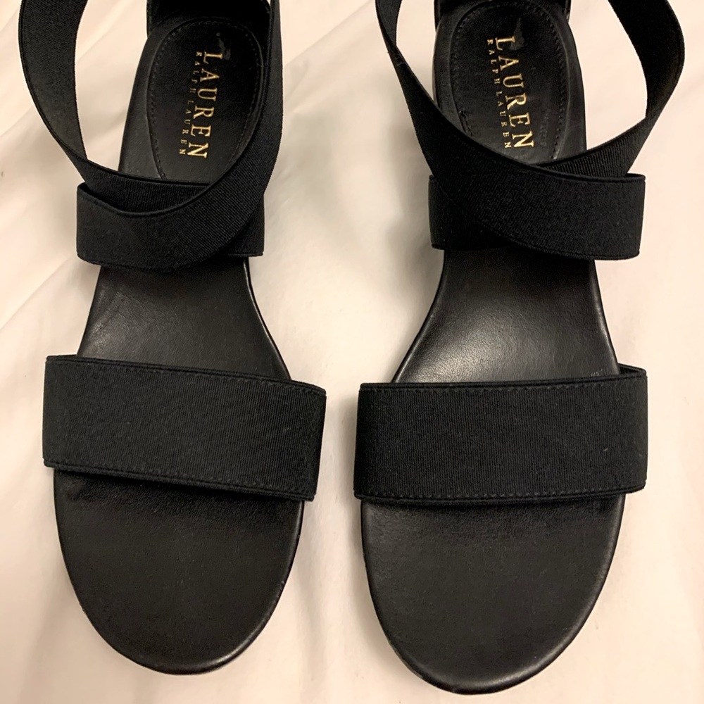 Lauren Ralph Lauren Black Platform Wedge Sandals